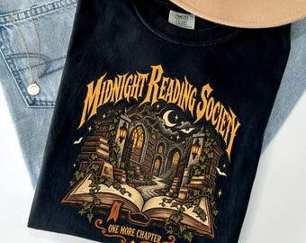 Midnight Reading Society Comfort Colors® Shirt, Gothic Book Lover Tee, Haunted Library Graphic
