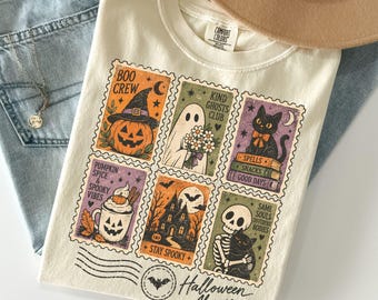 Halloween Ghost Cat Pumpkin Comfort Colors® Shirt, Retro Cute Ghost Tee, Spooky Cat Halloween Shirt, Vintage Fall Graphic Tee