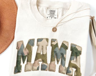 Comfort Colors Faux Camouflage Patchwork Mama Shirt Vintage Floral Mama Tee Pastel Gingham Mom Shirt Mothers Day Gift Spring Mama Tee