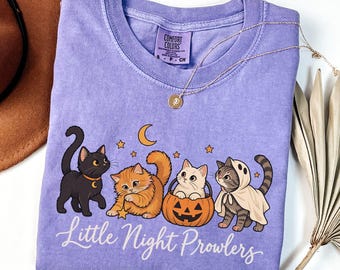 Comfort Colors® Halloween Cat Shirt: Little Night Prowlers Graphic Tee