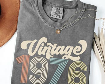 Vintage 1976 Comfort Colors® Shirt, Retro Aesthetic Birthday Tee, 50th Birthday Gift for Men Women