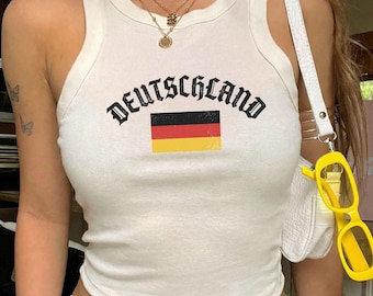 Germany Flag Tank Top, Deutschland Summer Sleeveless Shirt, Retro German Sports Fan Top, Athletic Style Deutschland Vest, German Tank Top
