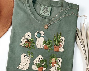 Plant Ghost Shirt, Cute Ghost Gardening Tee, Plant Lover Comfort Colors® Shirt, Spooky Houseplant T Shirt, Cozy Halloween Gardener Gift