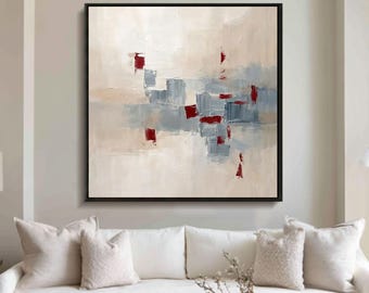 Modern Red Abstract Painting Textured Canvas Art Large Wall Decor