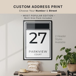 Personalised Address Print Multi Size, Custom House Number Wall Art, Modern Entryway Decor, Minimalist Typography Poster, Housewarming Gift