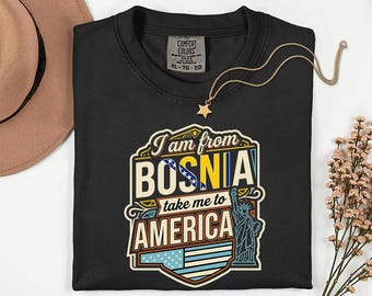 Camiseta "Soy de Bosnia, llévame a Estados Unidos", camiseta "Orgullo bosnioamericano", regalo de herencia bosnia