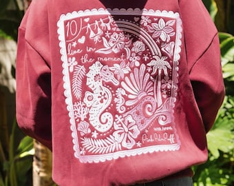 Pink Palm Puff Hoodie Women