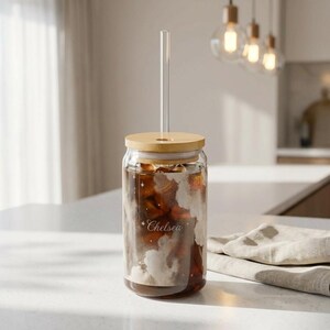 Monogram Script Initials Sipper Glass | 16oz