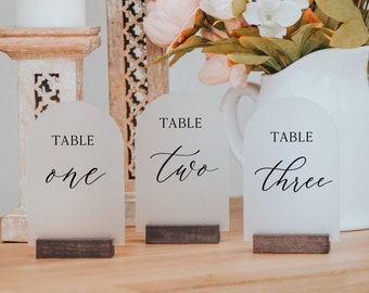Frosted Arch Acrylic Table Numbers | Arch Table Signs | Wedding Acrylic Table Signs - TN26