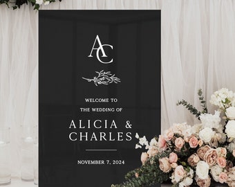 Monogram Wedding Welcome Sign with | Minimalist Welcome Sign | Wedding Signage