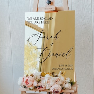 Wedding Gold Mirror Acrylic Sign | We are so glad you are here | Mirror Acrylic Signage WS64