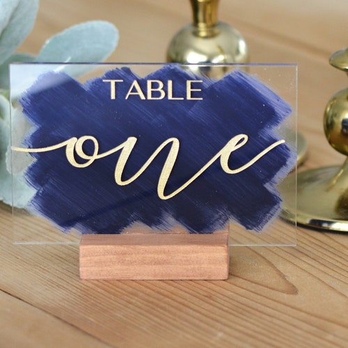 Painted Back Acrylic Table Numbers Wedding Acrylic Table Etsy