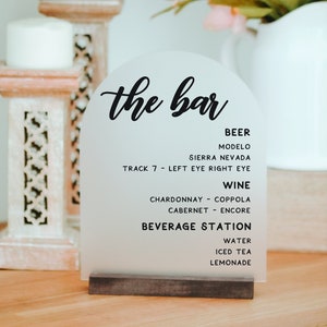 Arch Acrylic Bar Menu Sign | Drinks Menu | Acrylic Bar Sign