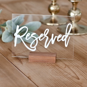 Reserved table sign, Acrylic wedding signs, Minimalist Wedding Table Decor, Acrylic table signs, Table Decor- RS1