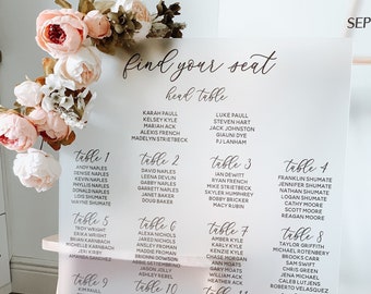 Acrylic Seating Chart, Find Your Seat, Acrylic Wedding Sign, Custom Seating Chart