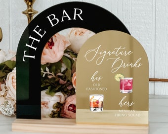 Signature Drinks Arched Acrylic Sign | Bar Acrylic Arch Sign  | Personalized Signature Drinks sign