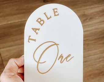 Arch Acrylic Table Numbers, Modern Wedding Acrylic Table Signs - TN24