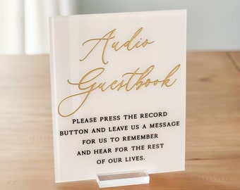 Audio guest book | Acrylic Table Signs | Modern Calligraphy Signs - TS30