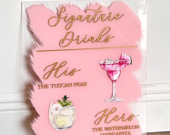 Signature Drinks Acrylic Sign | His and Hers Drink | Bar Menu Acrylic Sign
