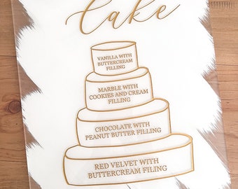 Acrylic Cake Menu Sign | Wedding Cake Flavors Sign | Cake Table Sign | - FB7
