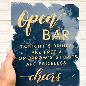 Open Bar | Acrylic Signs | Painted Acrylic Sign | Bar Sign-FB2