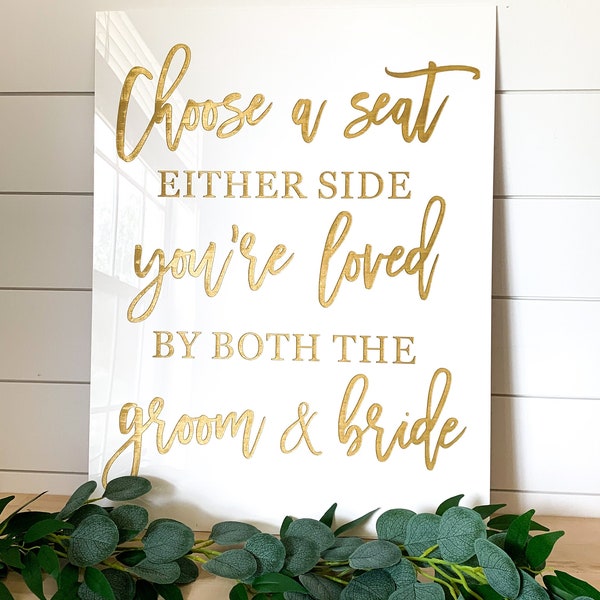 Acrylic Choose a Seat Not a Side Ceremony Sign | Acrylic Ceremony Sign | Acrylic Wedding Sign | Pick A Seat Not A Side Sign-CS4