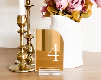 Gold Mirror Half Arch Acrylic Table Number | Mirror Arch Table Number | Mirror Acrylic Table Signs-TN23