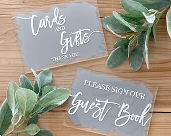 Set of 2 reception signs. Freestanding Acrylic Sign, Painted Acrylic Sign, Custom Acrylic Sign, Modern Wedding Decor-TS2