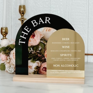 Bar Menu Arched Acrylic Sign | Bar Acrylic Arch Sign  | Personalized Bar Menu sign