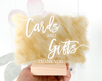 Cards & Gifts sign, Freestanding Acrylic Sign, Painted Acrylic Sign, Custom Acrylic Sign, Modern Wedding Decor -TS11