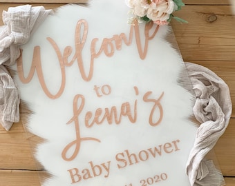 Custom Baby Shower Welcome Sign, acrylic welcome sign, brushed back wedding sign, hand painted acrylic sign - WS09