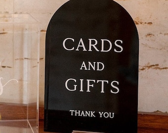 Cards and Gifts Arched Sign | Modern Acrylic Table Sign | Arch Table Signs