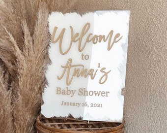 Baby shower welcome sign, acrylic welcome sign, brushed back wedding sign, hand painted acrylic sign - WS09