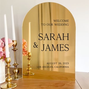 Arch Mirror Acrylic Minimalist Welcome Sign | Modern Welcome Sign | Mirror Acrylic Wedding Signage -WS63
