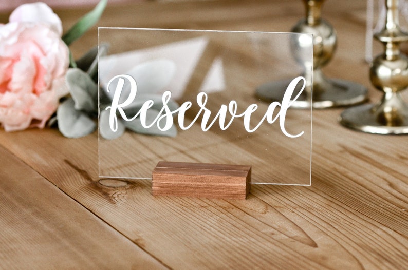 Acrylic Reserved table sign Acrylic wedding signs