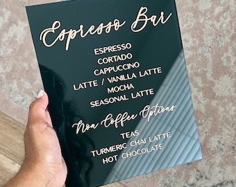 Custom Coffee Bar Sign | Acrylic Coffee Menu Sign