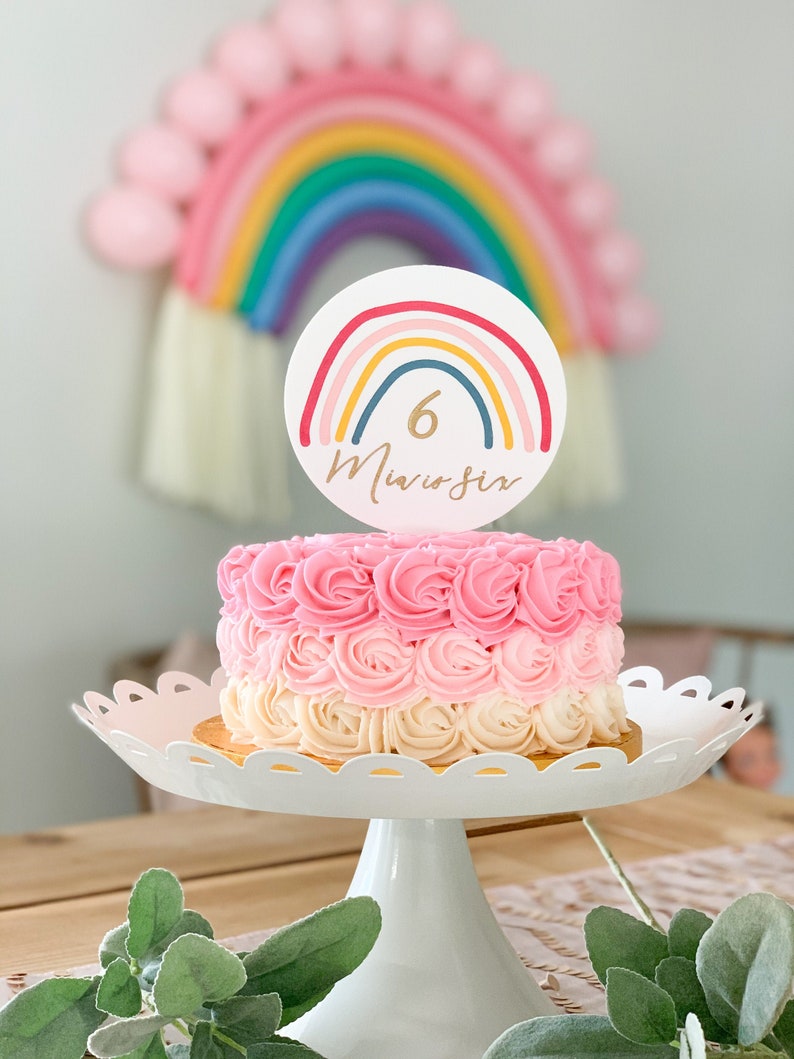 Rainbow birthday cake topper acrylic rainbow cake topper Personalized Rainbow cake topper