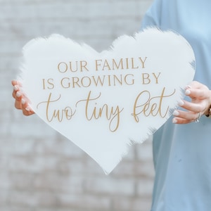 Our Family Is Growing By Two Tiny Feet Acrylic Sign | Pregnancy Announcement Acrylic Sign