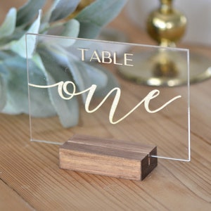 Acrylic Modern Calligraphy Table Numbers, Wedding Acrylic Table Signs, Painted Table Numbers -TN7