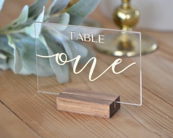 Acrylic Modern Calligraphy Table Numbers, Wedding Acrylic Table Signs, Painted Table Numbers -TN7