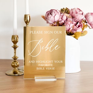 Please sign our Bible mirror acrylic sign  | Acrylic Mirror Table Sign | Custom Acrylic Sign