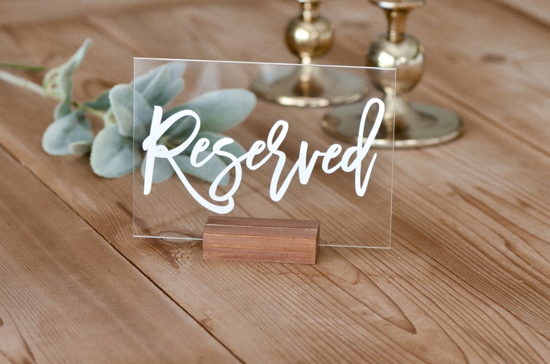 Reserved table sign Acrylic wedding signs Minimalist