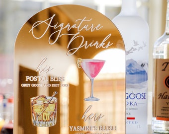 Arch Signature Drinks Sign | His and Hers Drink | Bar Menu Acrylic Sign