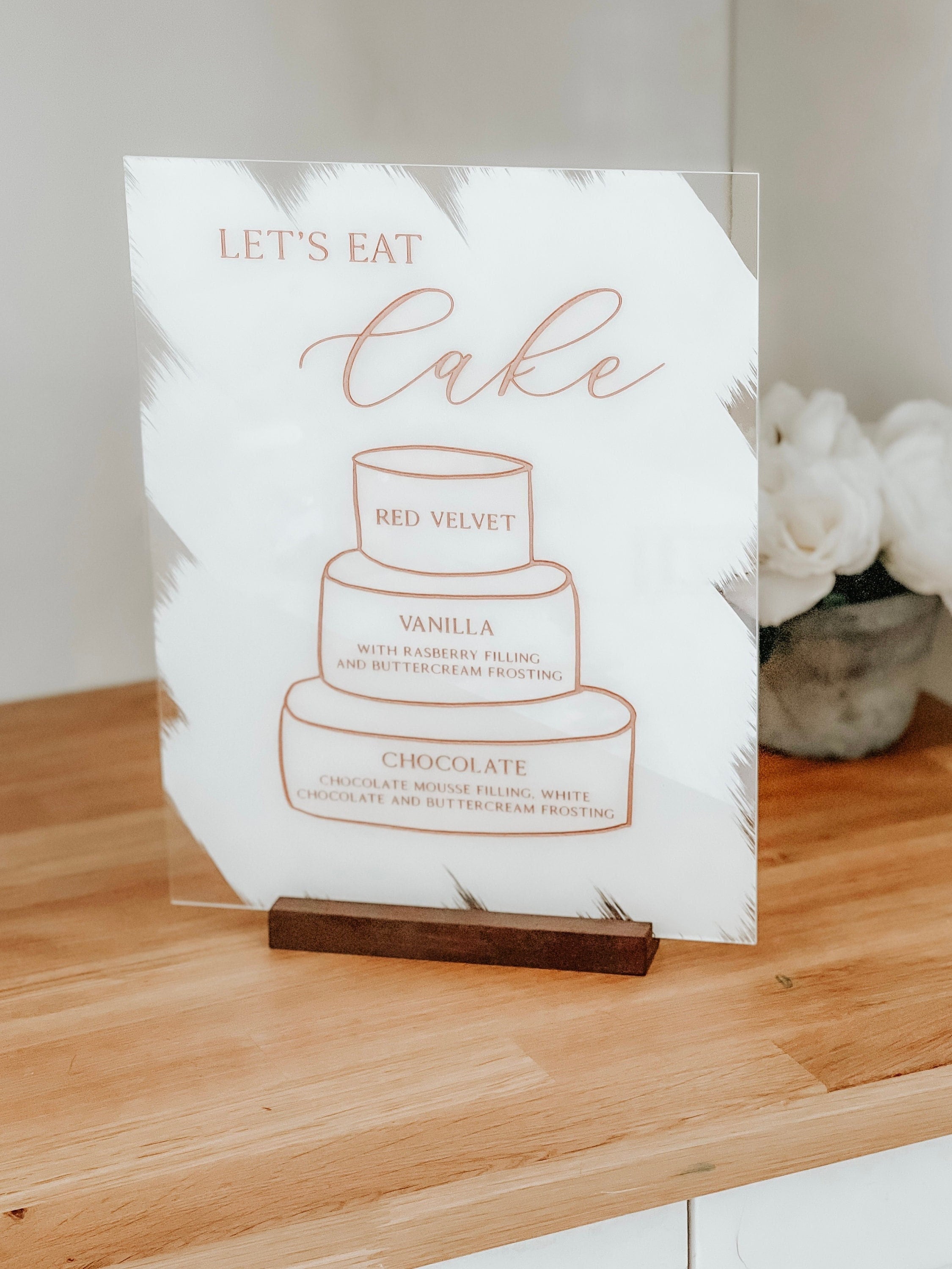 Acrylic Cake Menu Sign | Wedding Cake Flavors Sign | Cake Table Sign | - FB7