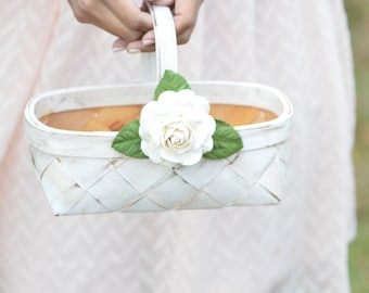 Cottage chic flower girl basket- custom your colors!