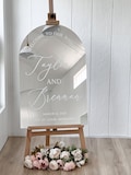 Arch Mirror Acrylic Wedding Welcome Sign | Modern Welcome Sign | Mirror Acrylic Wedding Signage - WS58
