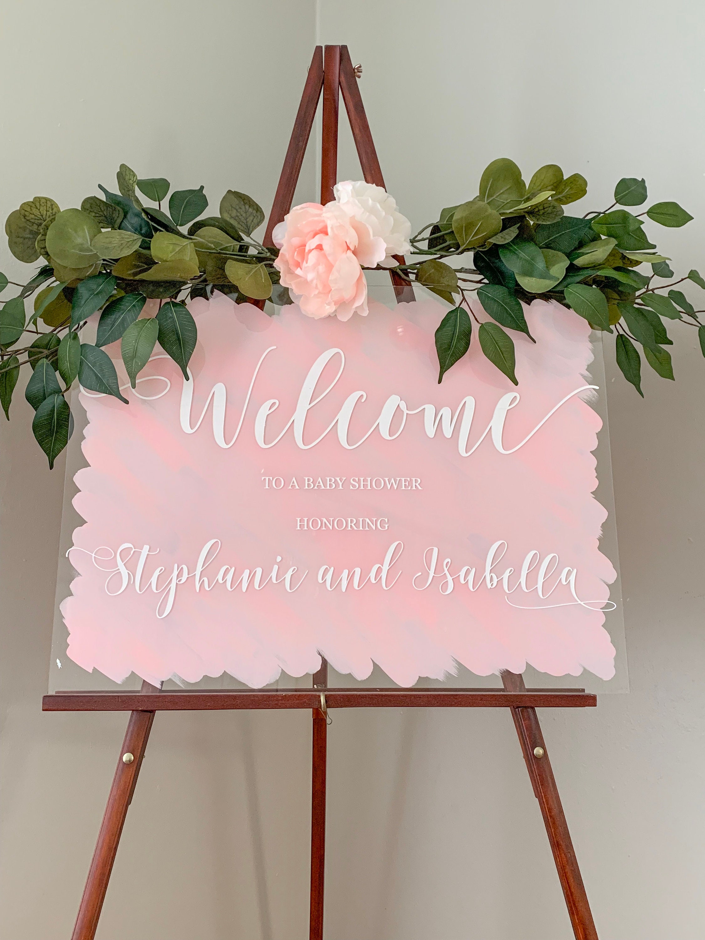 Baby Shower Welcome Sign, Acrylic Welcome Sign, Brushed Back Wedding Sign,  Hand Painted Acrylic Sign WS28 