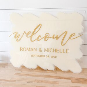 Wedding Welcome Sign | Brushed Back Acrylic Welcome Sign | Personalized Welcome Sign | Modern Wedding Signs - WS22