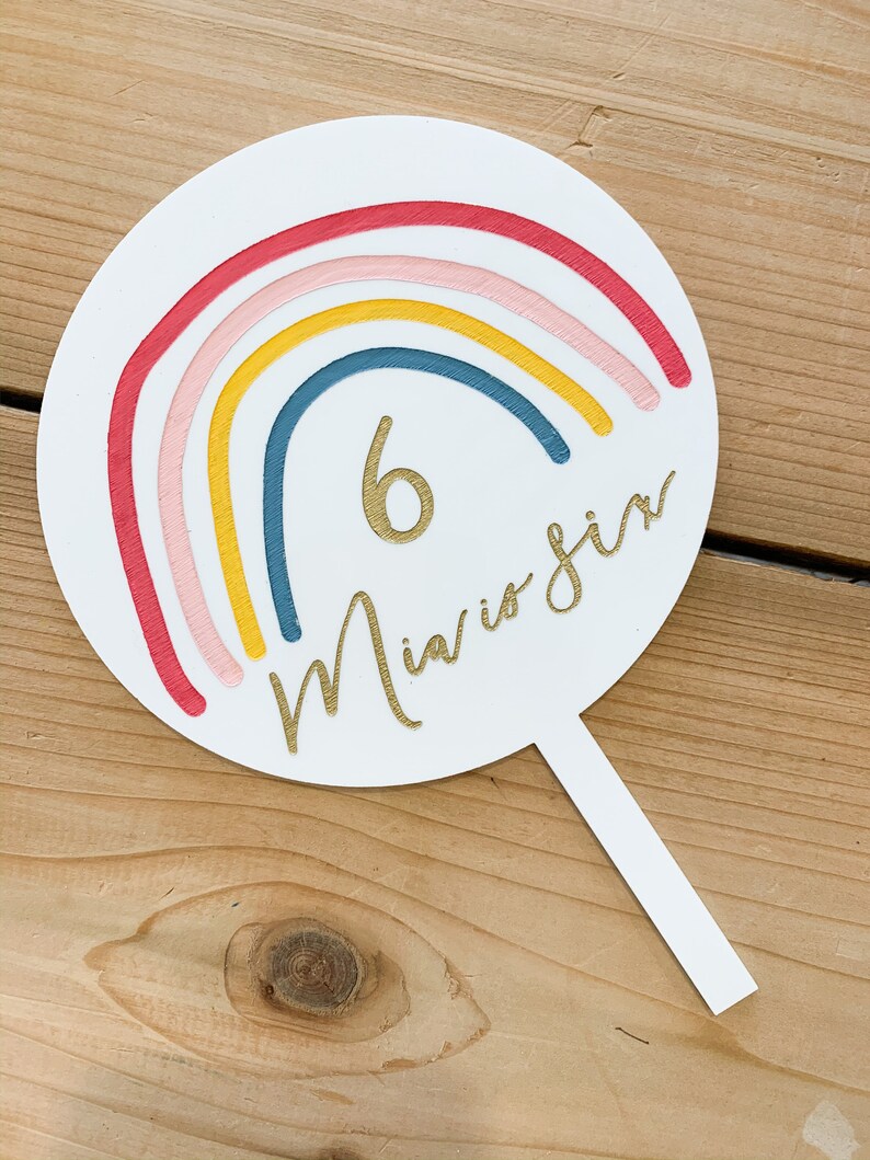 Rainbow birthday cake topper acrylic rainbow cake topper Personalized Rainbow cake topper
