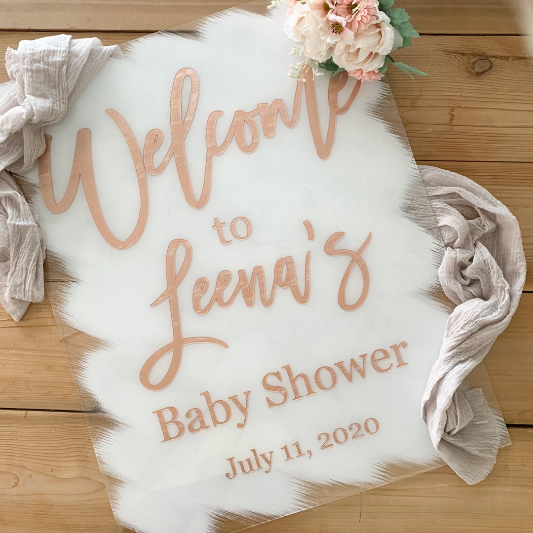 Custom Baby Shower Welcome Sign, Acrylic Welcome Sign, Brushed Back ...